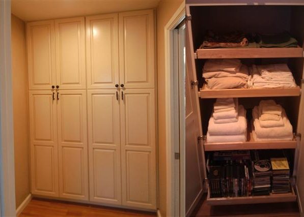 Linen pantry cabinets roll out shelves