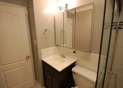 Tile wanescote backsplash vanity wall